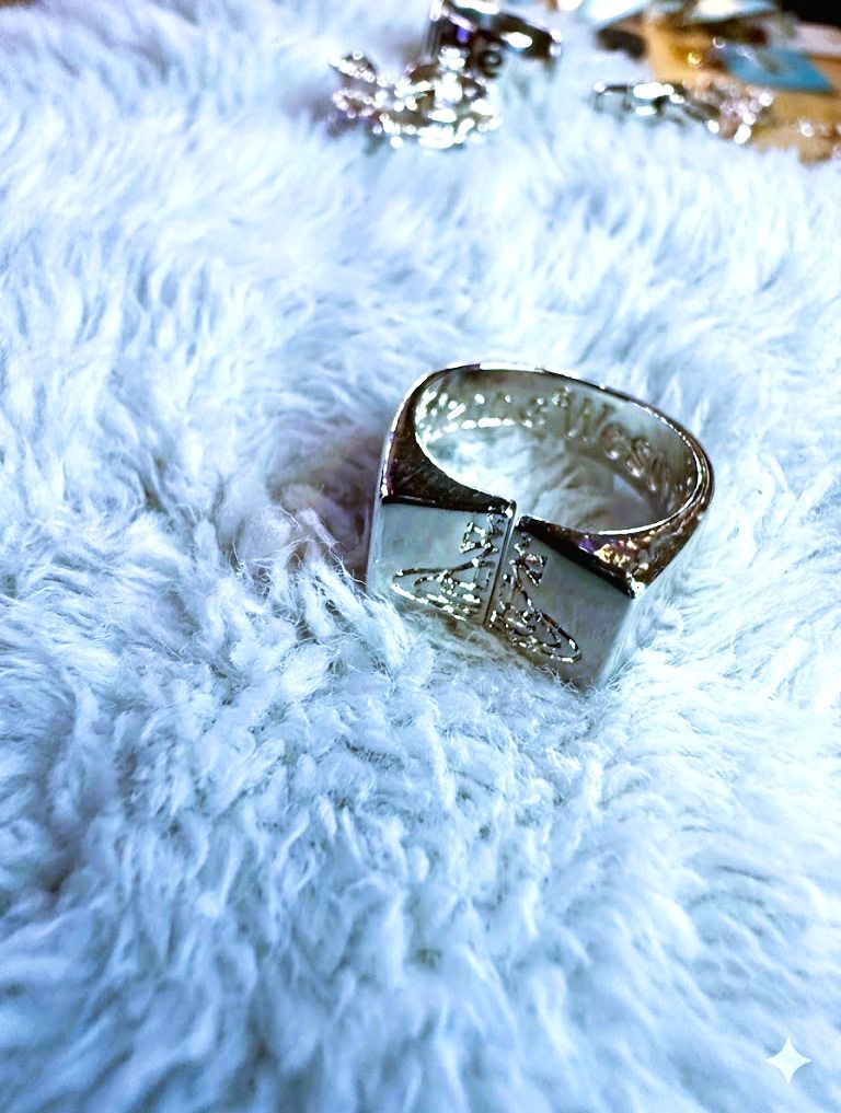 經典土星方牌戒指 / 寬版印台刻字戒