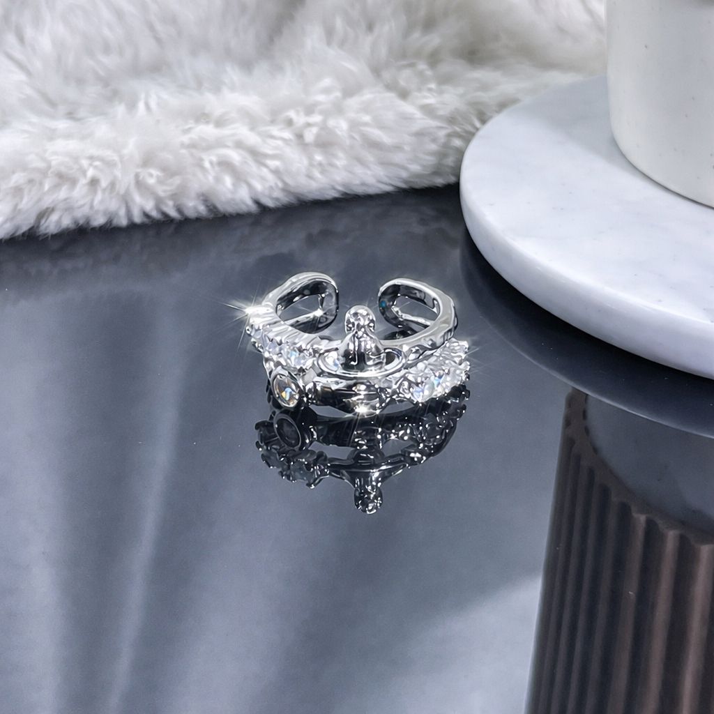 璀璨排鑽土星戒指 / 滿鑽立體 Orb 開口戒