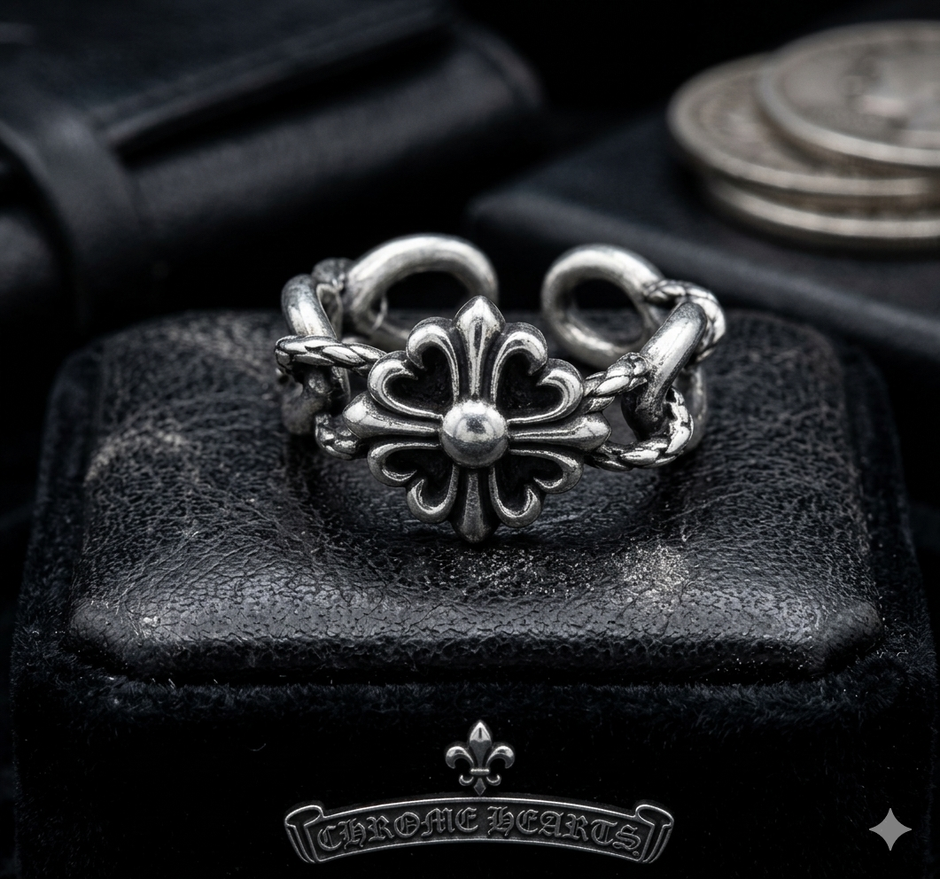 復古風格｜鳶尾花編織開口戒