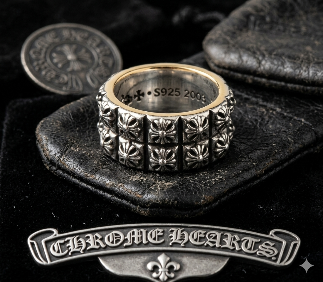 復古工藝｜雙排滿版十字架寬版銀戒 ．立體浮雕十字架方格戒指