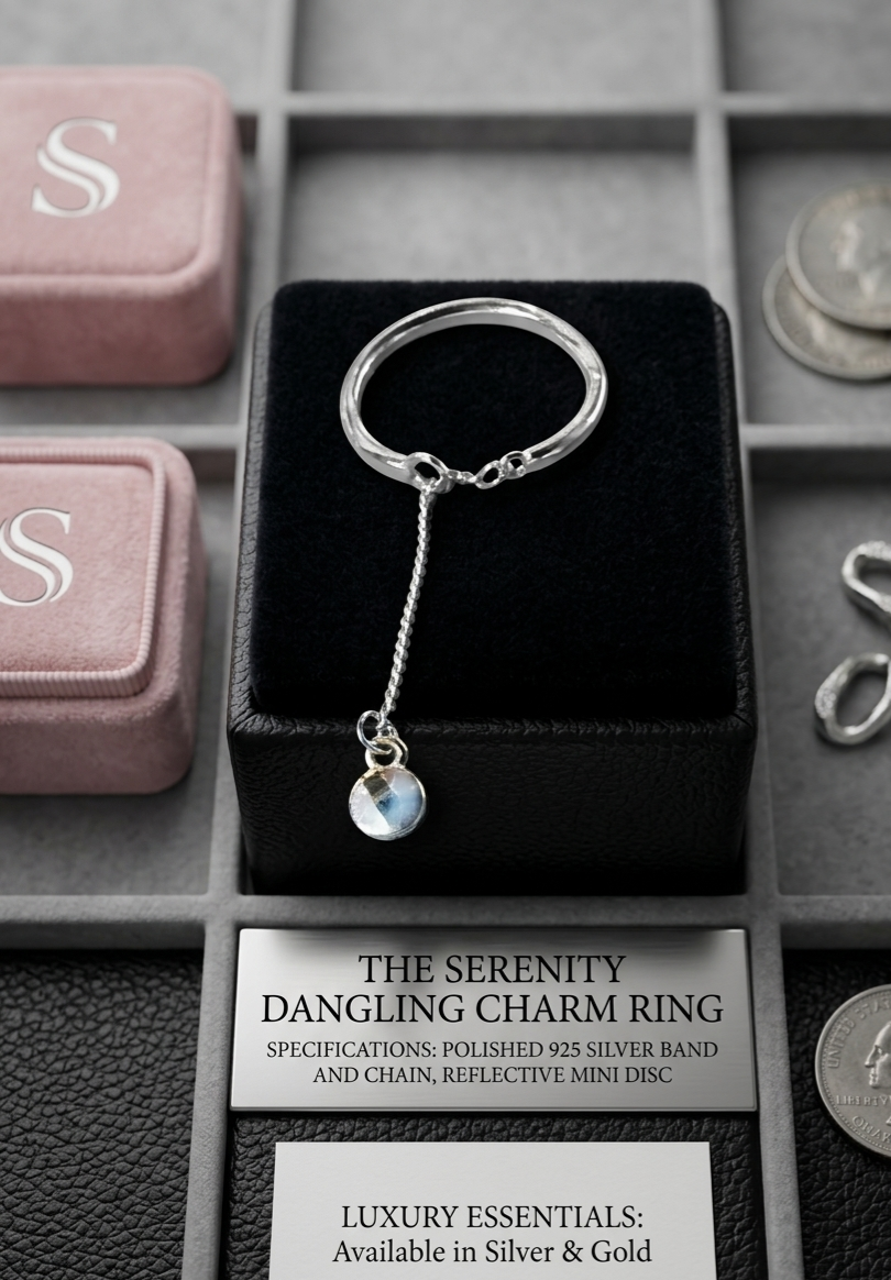 靈動美學｜圓牌垂墜細鍊銀戒