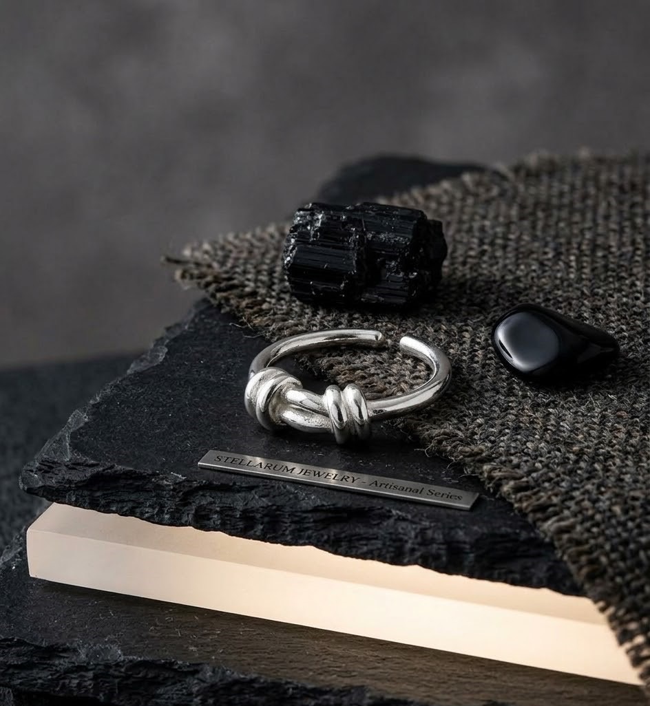 纏繞繩結交織銀戒 極簡主義 · 莫比烏斯扭結開口戒指