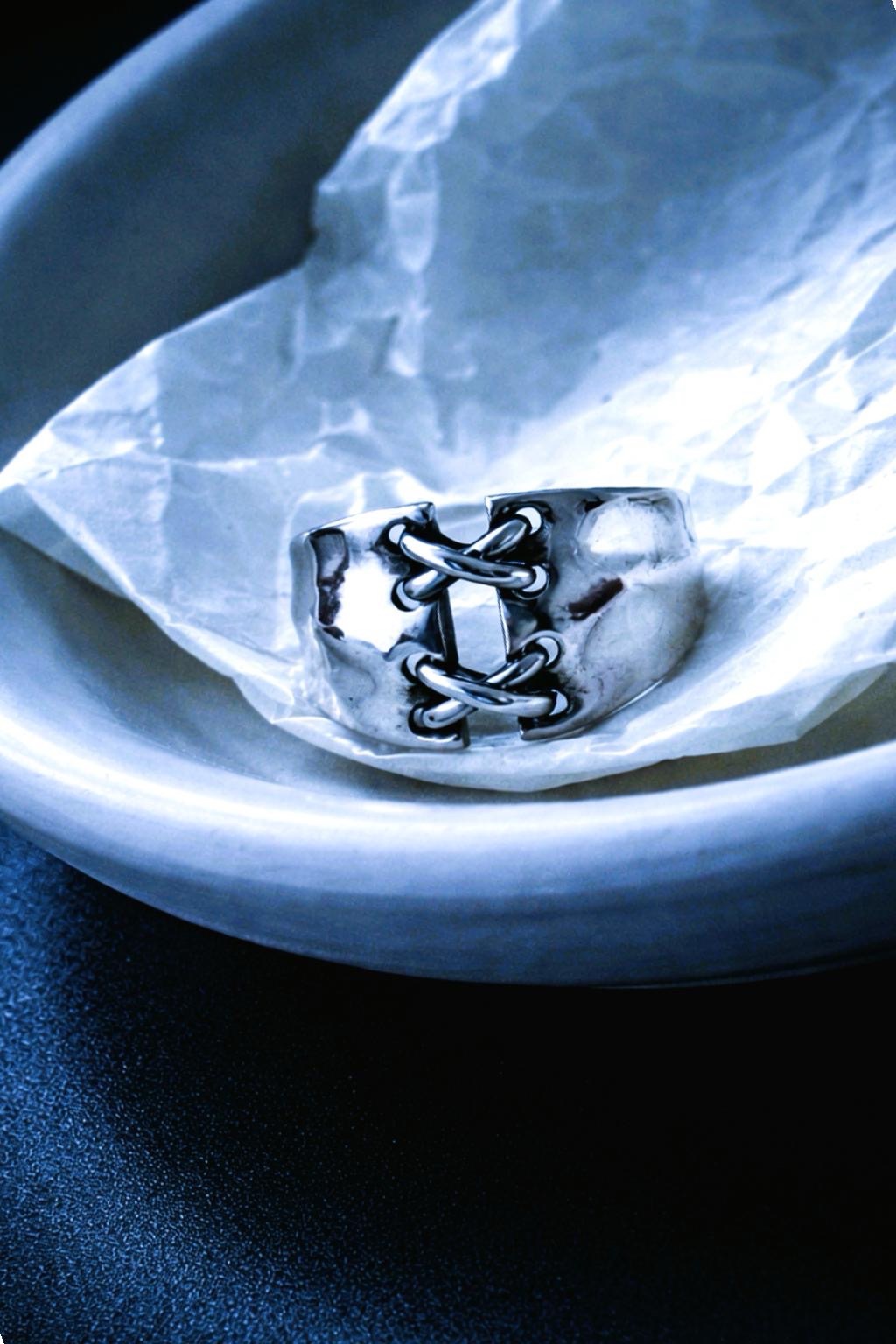 復古工業風「縫合線」開口銀戒 / 極簡龐克交叉編織造型戒指