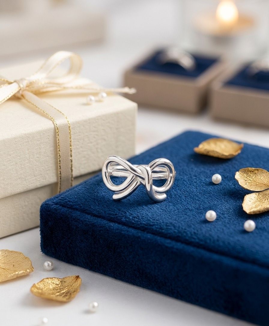 【眷戀之結】925純銀 絲帶蝴蝶結手工戒