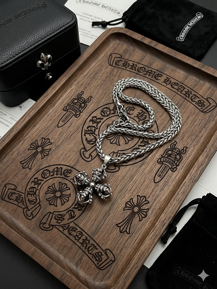 復古泰銀感金剛杵十字架鏤空粗鍊項鍊