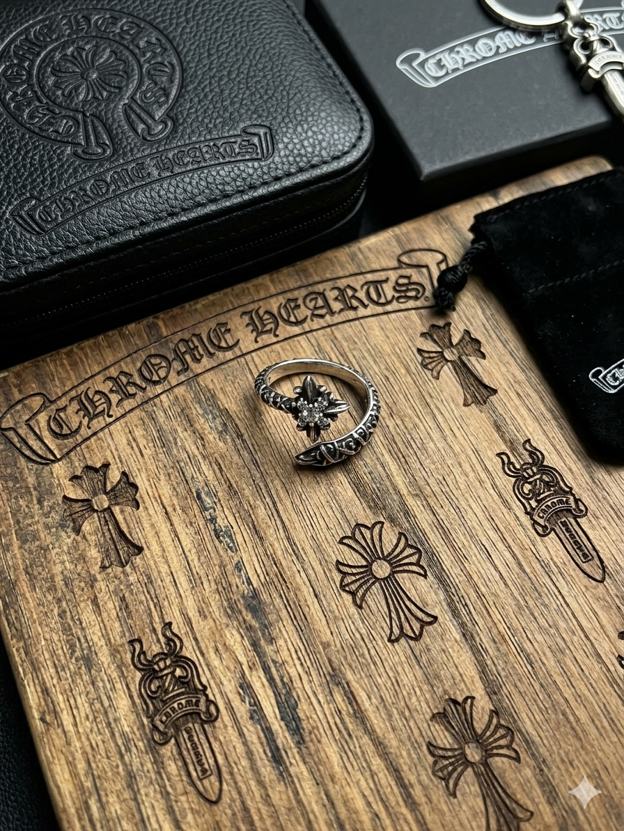 復古泰銀立體星芒十字繞指開口戒指