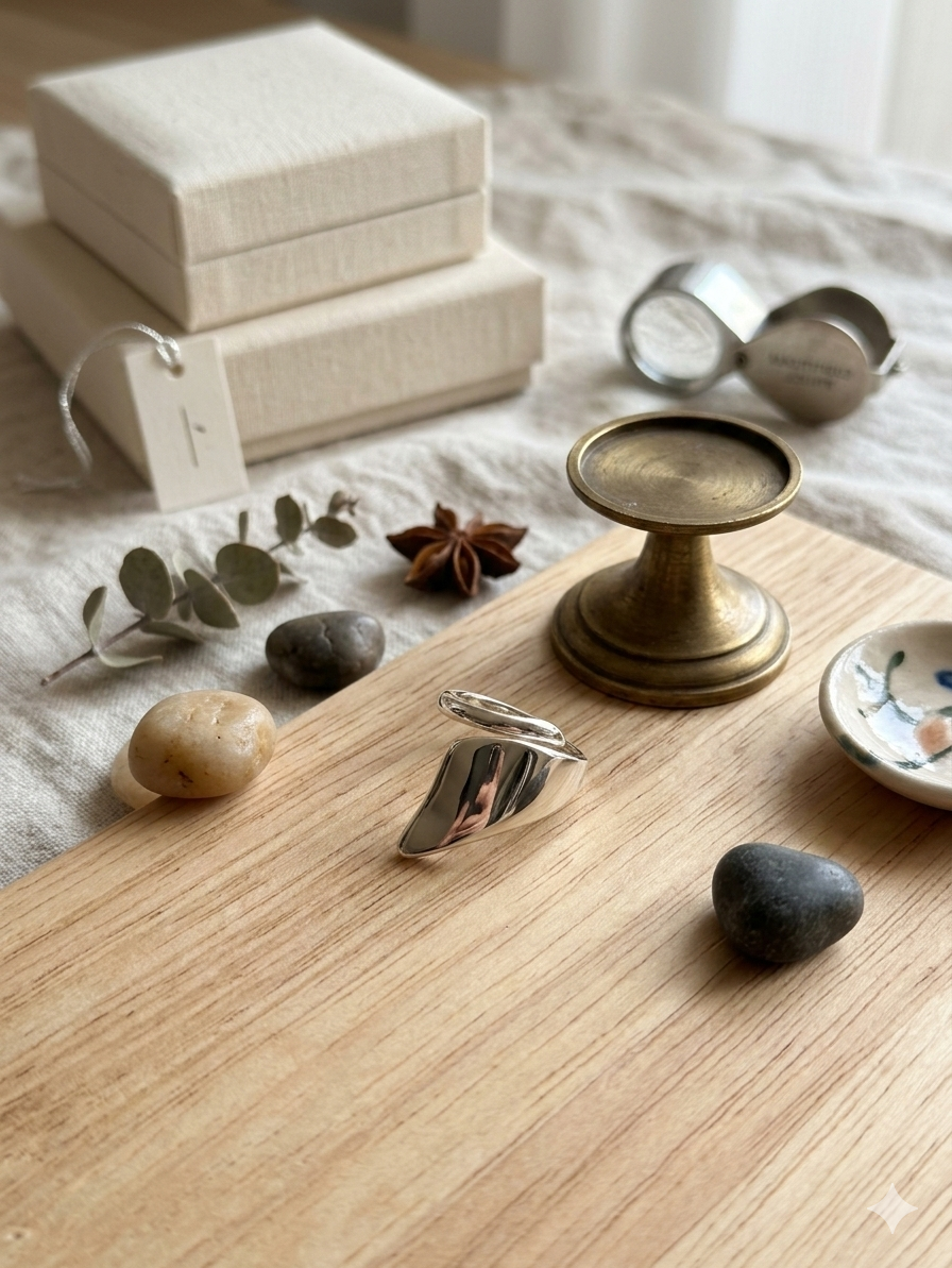 【浮光 · 掠影】極簡立體曲面弧形戒指 （Sculptural Wave Ring）