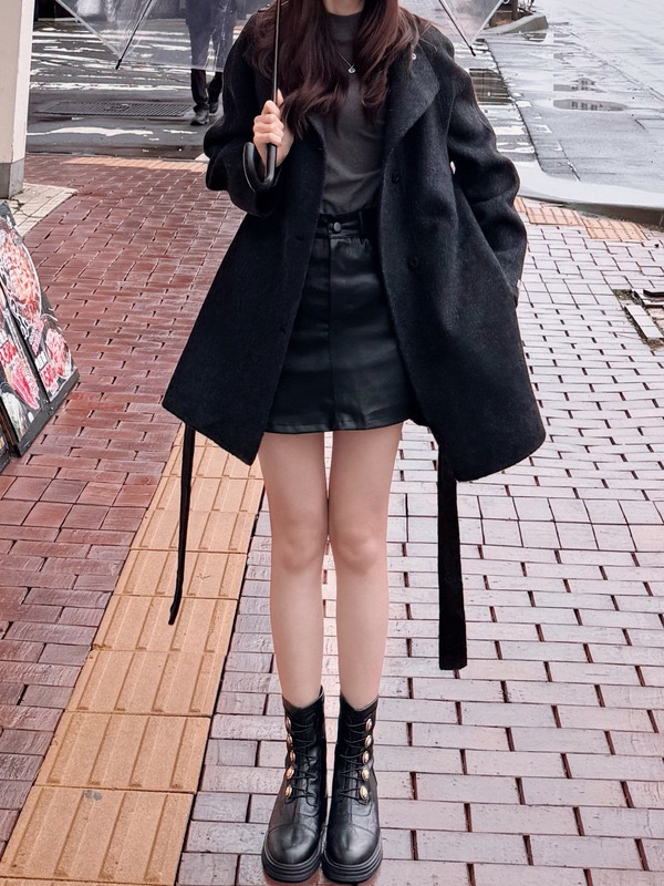 高腰A字蛋白皮軟質皮裙（長度超好!高小個子友善且不會太包太緊）