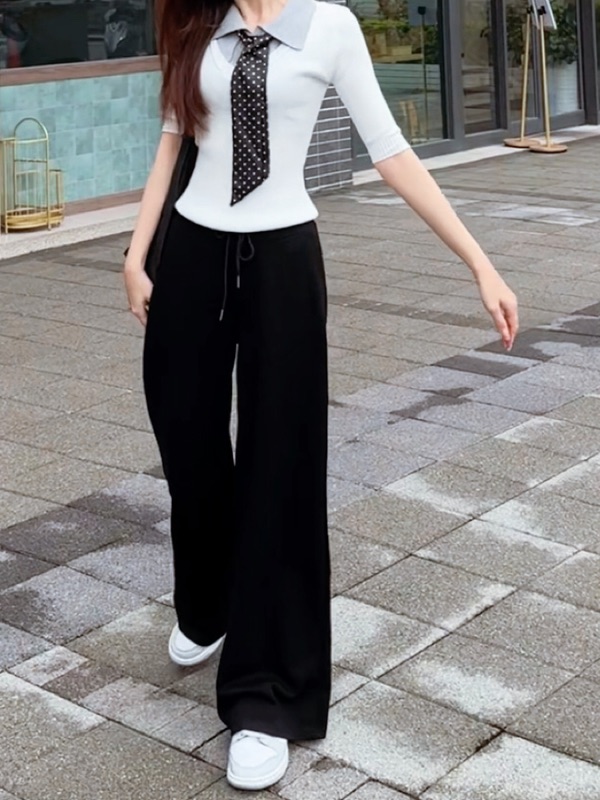 自留非常好穿不黏腿~垂感順身直筒休閒褲（推薦必收黑色）