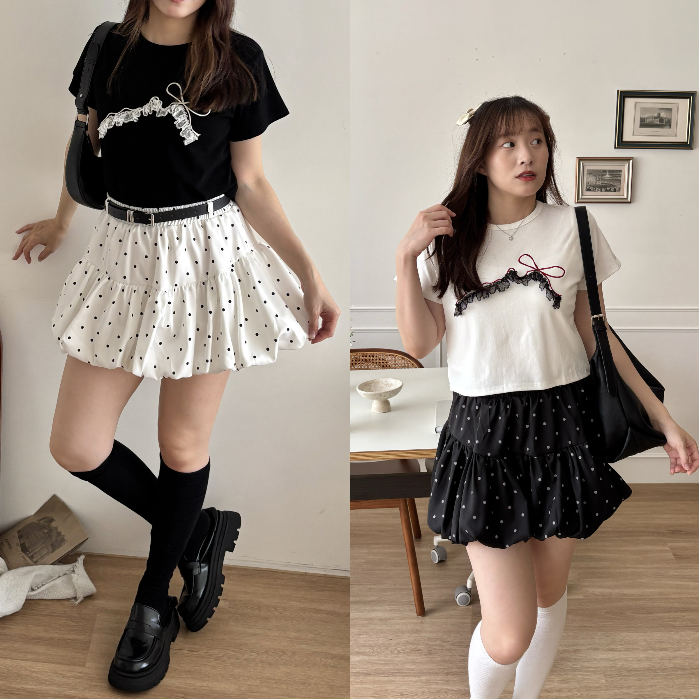 波點短裙（附皮帶！）
