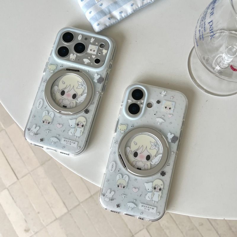 11 p.m.| ins可愛女孩插圖 360度支架 iPhone手機殼（15-18）