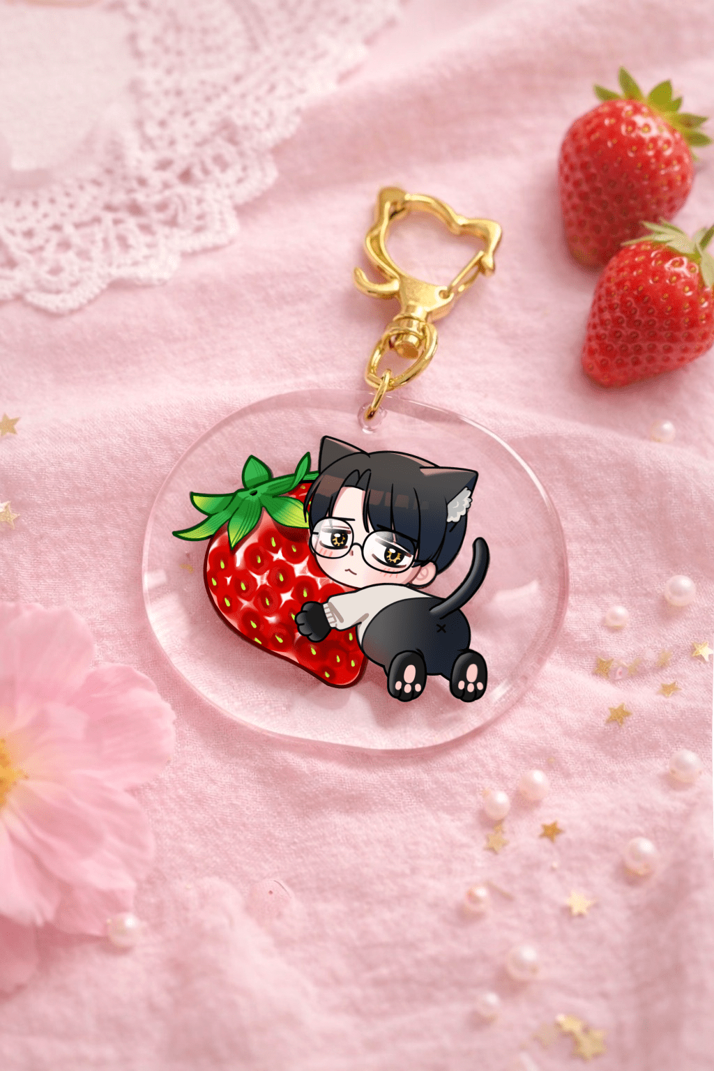 草莓貓貓聰實吊飾-#去唱卡拉ok吧!#去家庭餐廳吧!