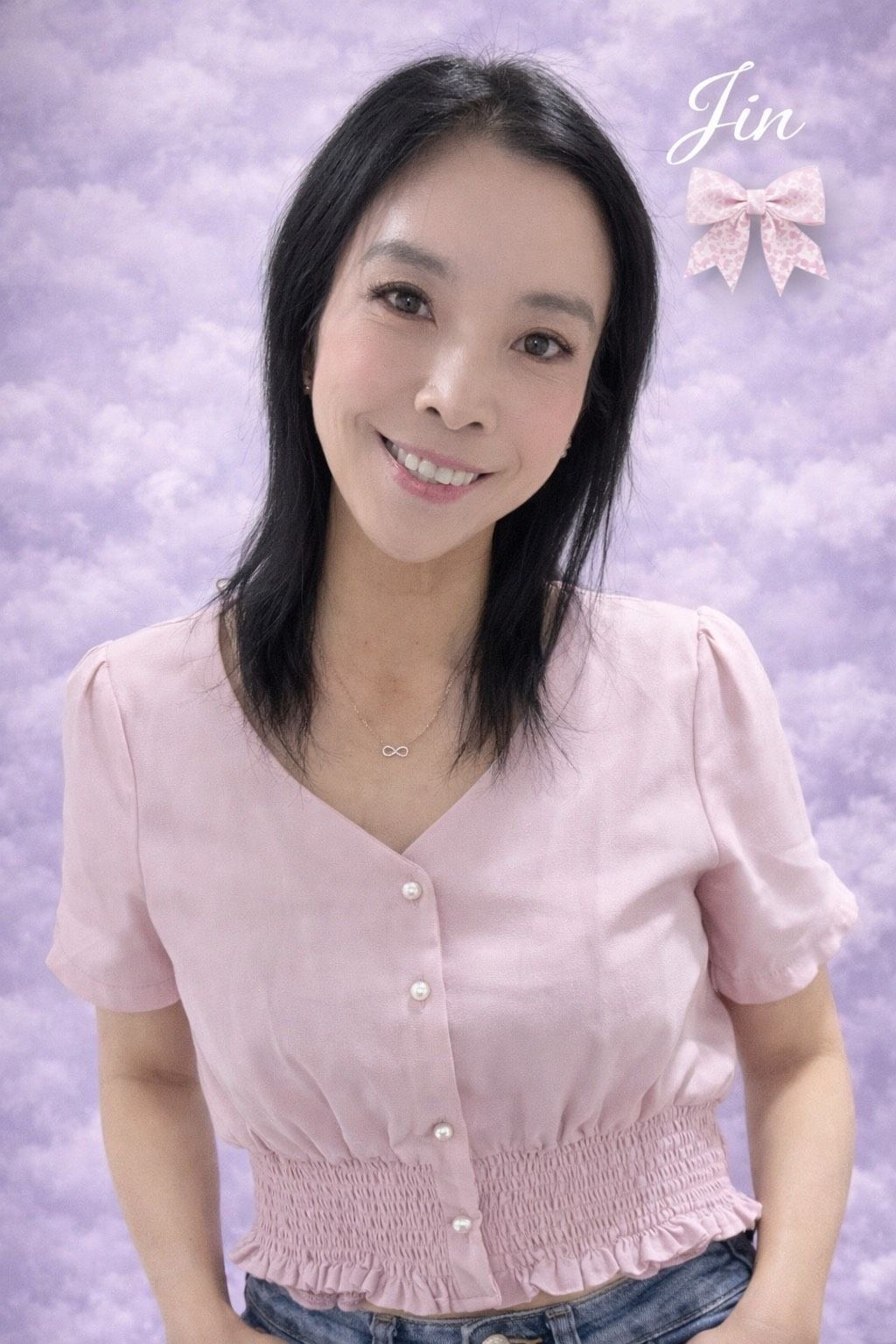 短版v領粉色短版上衣