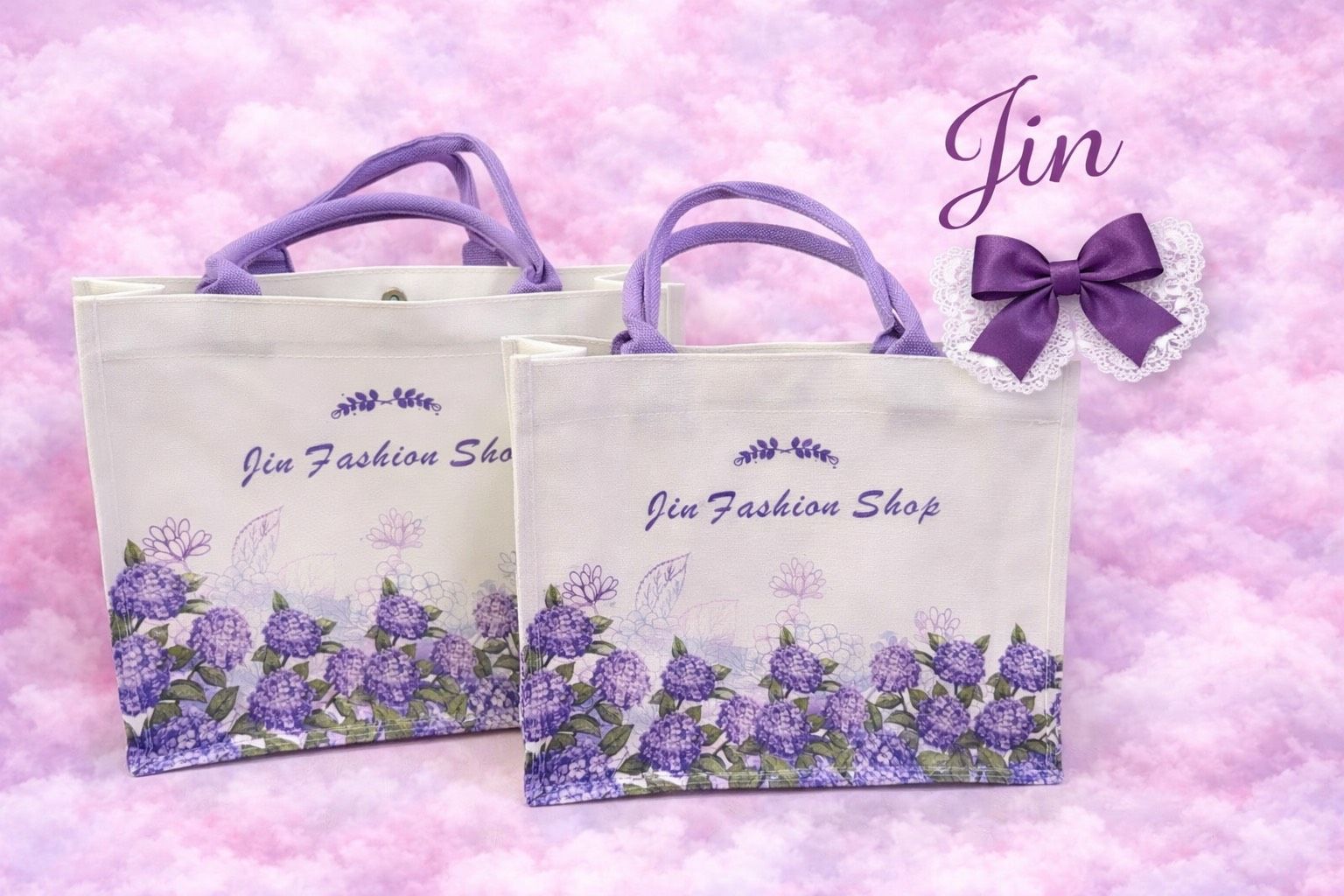 磁扣Jin品牌防水帆布包（紫花）