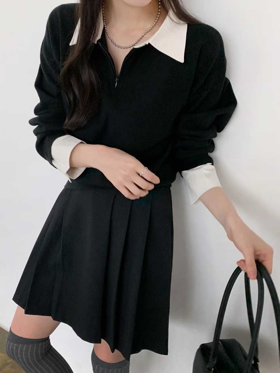 現貨｜𝑩𝑹𝑷 假兩件翻領拉鍊針織衫