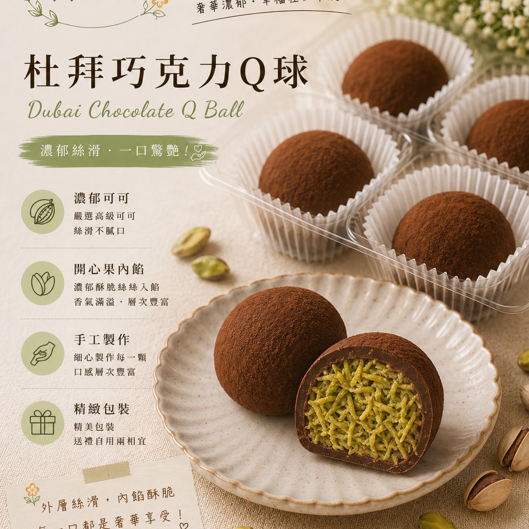 杜拜巧克力Q球-開心果內餡