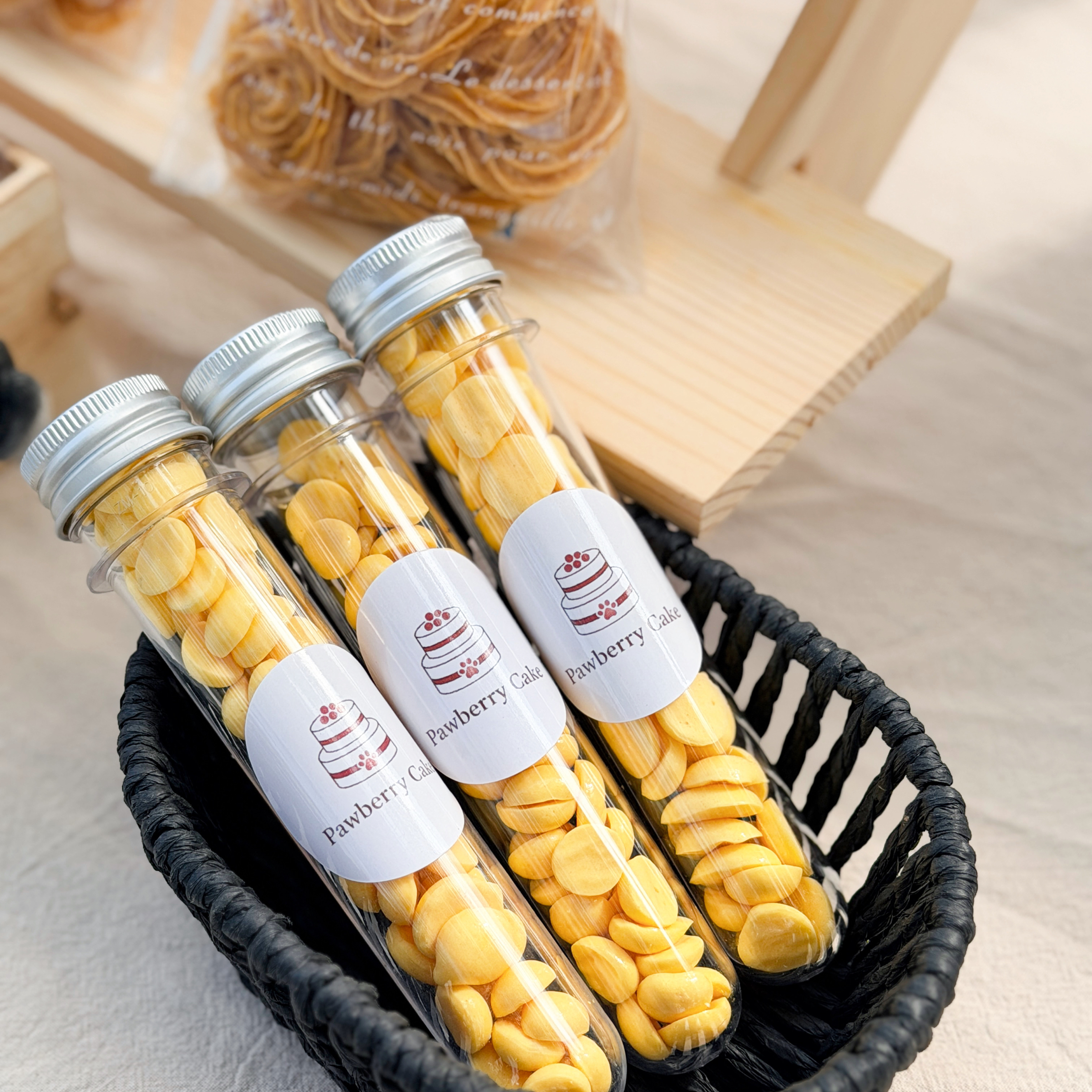 [紅茸菓] 挑食救星 美毛神器 試管奶黃豆 羊奶蛋黃溶豆 手作寵物零食 狗狗貓咪倉鼠蜜袋鼯可食