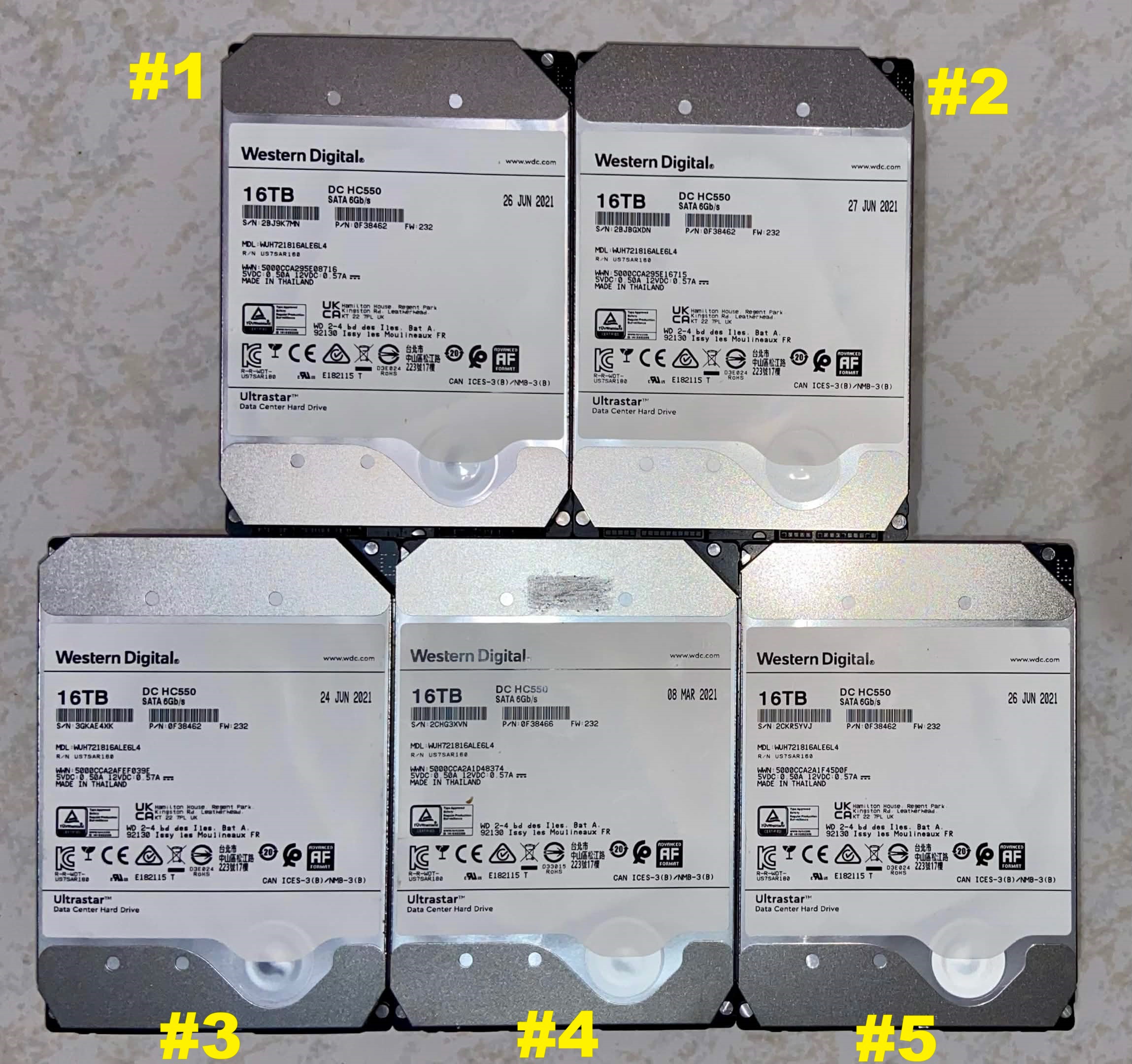 中古現貨 WD HC550 16TB 3.5吋企業級硬碟 WUH721816ALE6L4 威騰 Ultrastar