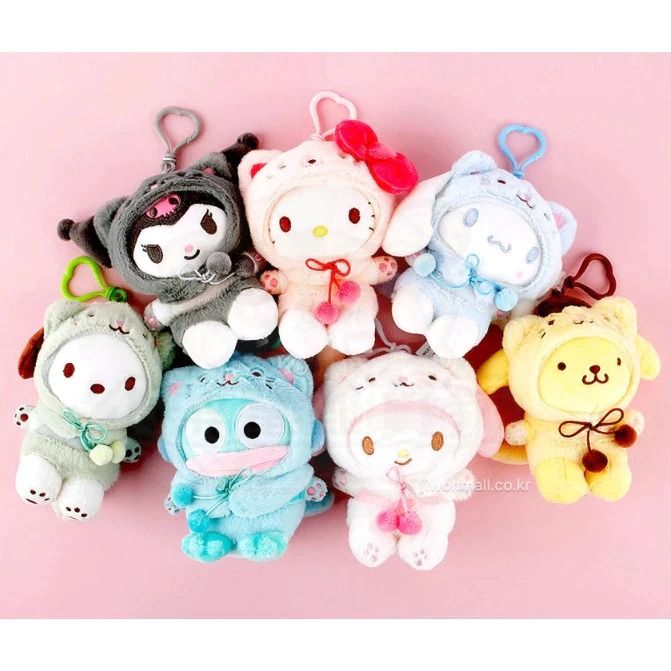 韓國三麗鷗 大耳狗 帕恰狗 布丁狗 美樂蒂 酷洛米 人魚漢頓 hello kitty 凱蒂貓 貓咪 扮裝 娃娃 吊飾
