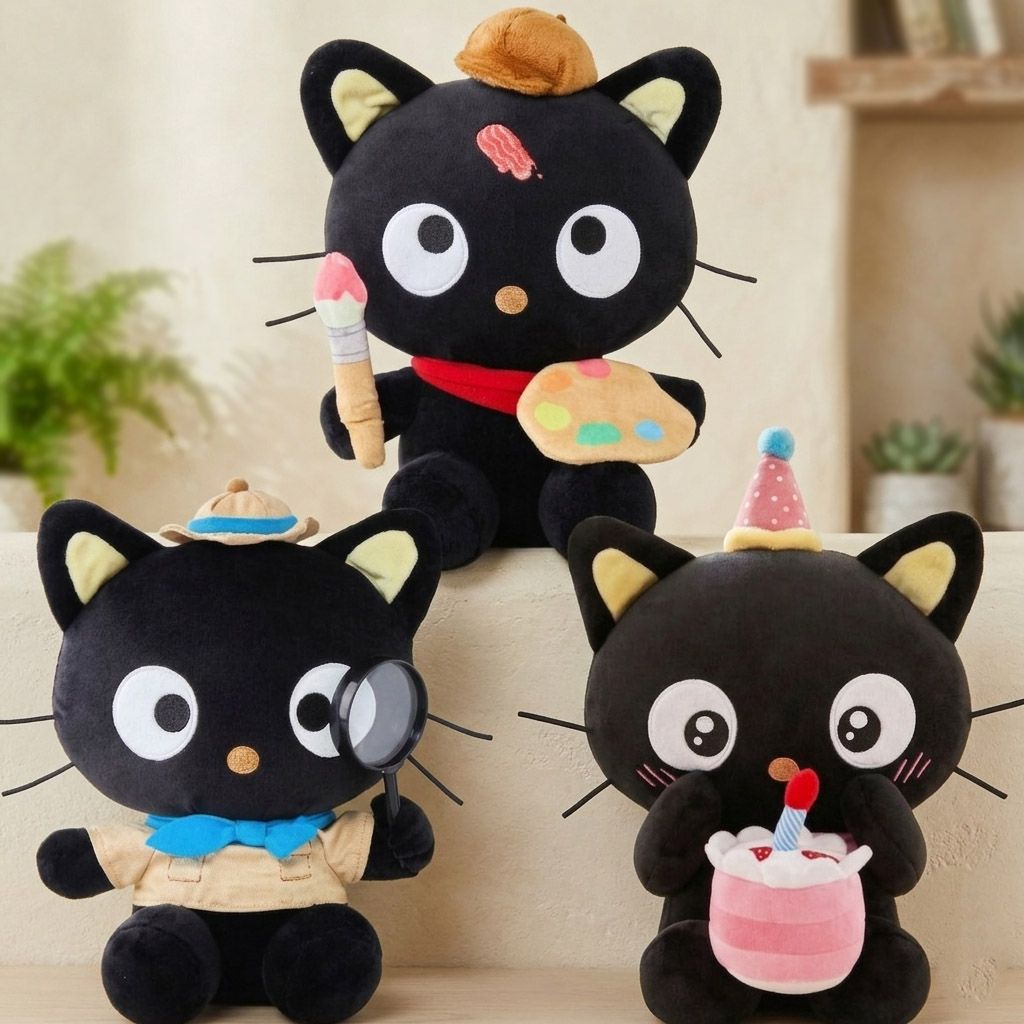 韓國三麗鷗 巧克貓 Chococat 扮裝系列 探險家 畫家 生日蛋糕 派對 玩偶 娃娃 25公分高