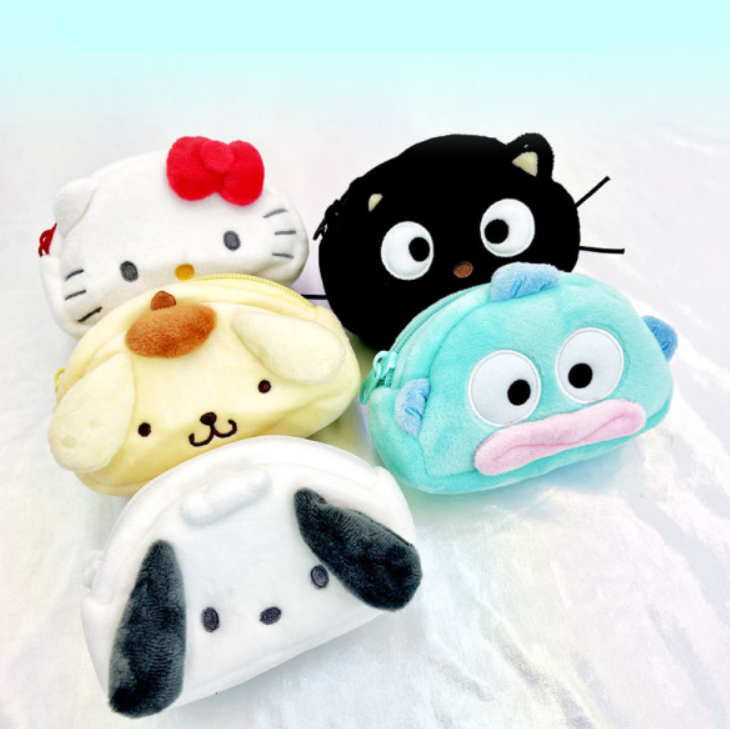 韓國三麗鷗 凱蒂貓 Hello Kitty 帕恰狗 布丁狗 人魚漢頓 巧克貓 毛絨造型化妝包 收納包