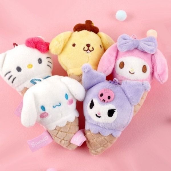 韓國三麗鷗 大耳狗 布丁狗 美樂蒂 酷洛米 hello kitty 凱蒂貓 冰淇淋 甜筒 造型娃娃 吊飾