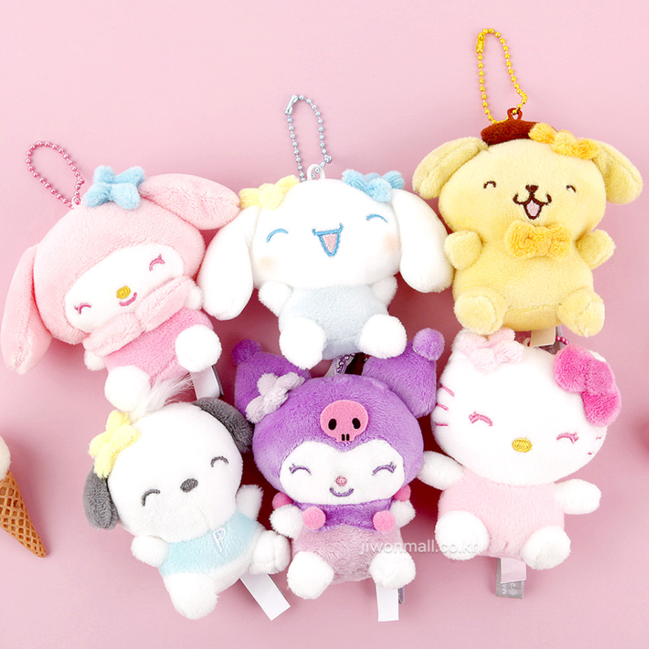 韓國三麗鷗 美樂蒂 酷洛米 大耳狗 凱蒂貓Hello Kitty 帕恰狗 布丁狗 笑臉玩偶 娃娃吊飾 鑰匙圈 8公分高