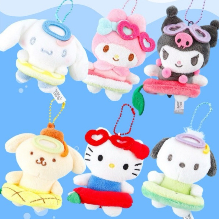 韓國三麗鷗 酷洛米 大耳狗 凱蒂貓Hello Kitty 帕恰狗 布丁狗 美樂蒂 水果泳圈 玩偶 娃娃吊飾 8公分高