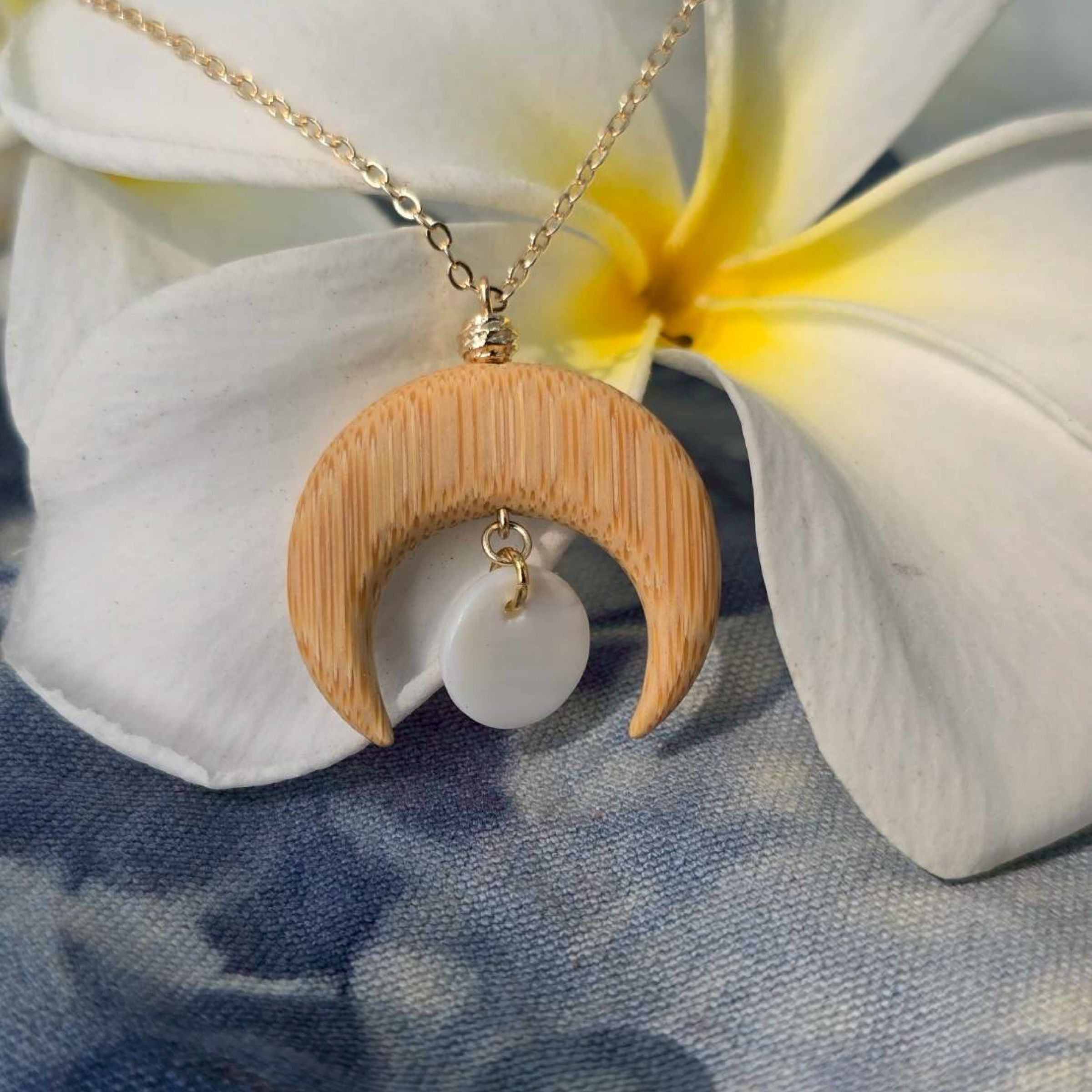 桂竹月亮珍珠項鍊