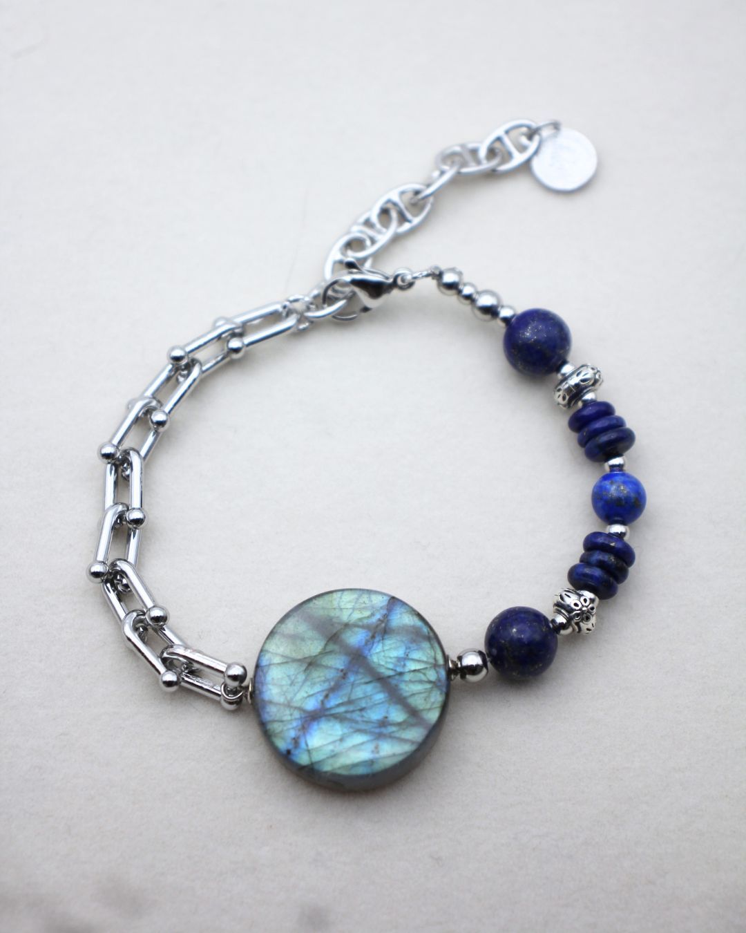 拉長石 II｜馬達加斯加拉長石 × 青金石｜天然水晶手鏈｜直覺守護能量石｜設計款手鍊