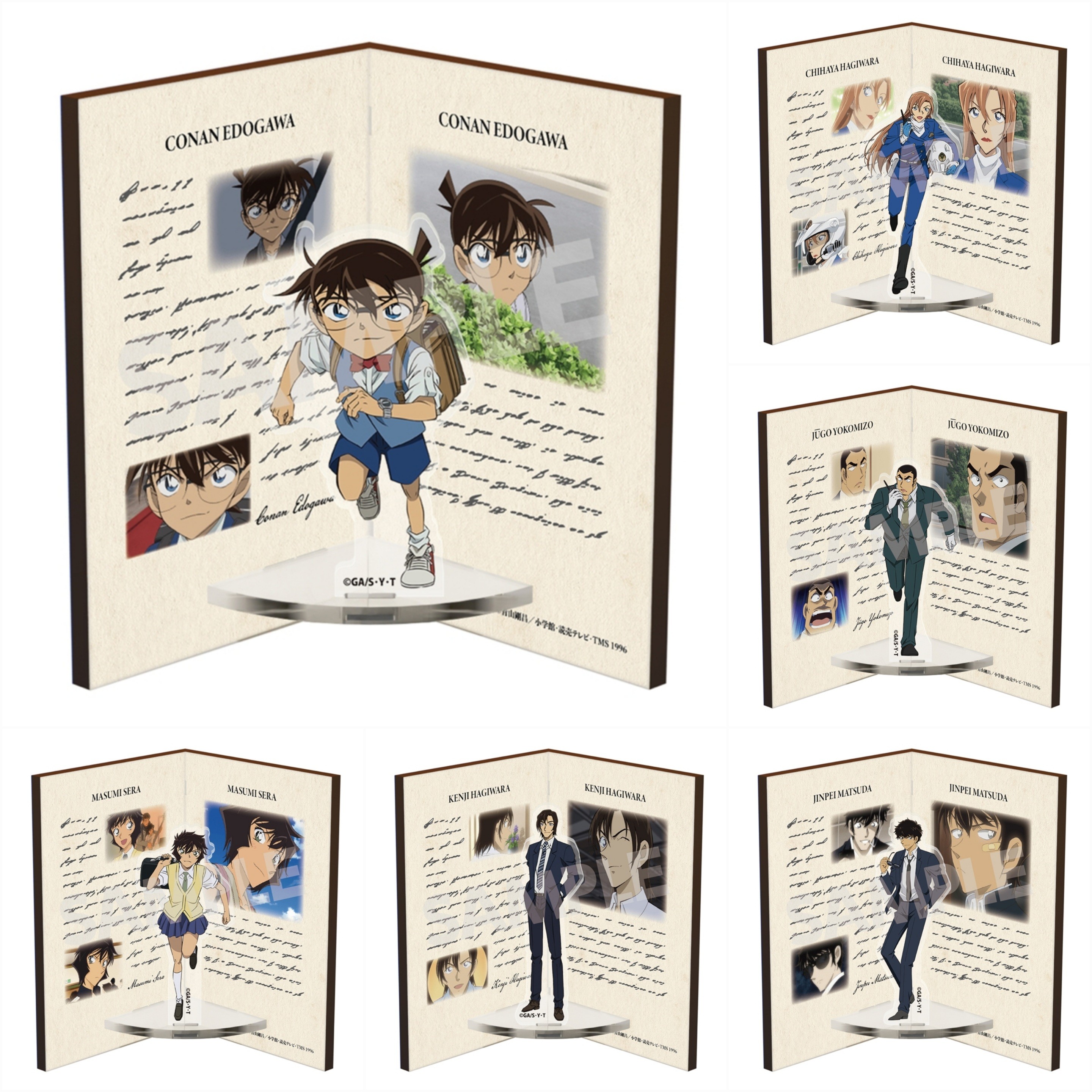 【預購】《名偵探柯南》書型壓克力和木質支架 vol.1｜江戶川柯南、世良真純、松田陣平、萩原研二、萩原千速、橫溝重悟