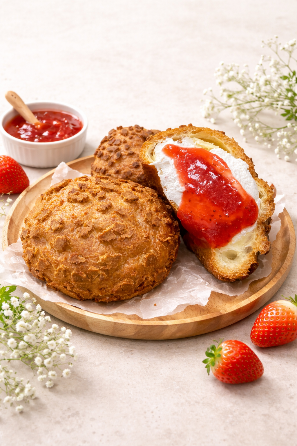 冰淇淋泡芙/草莓果醬