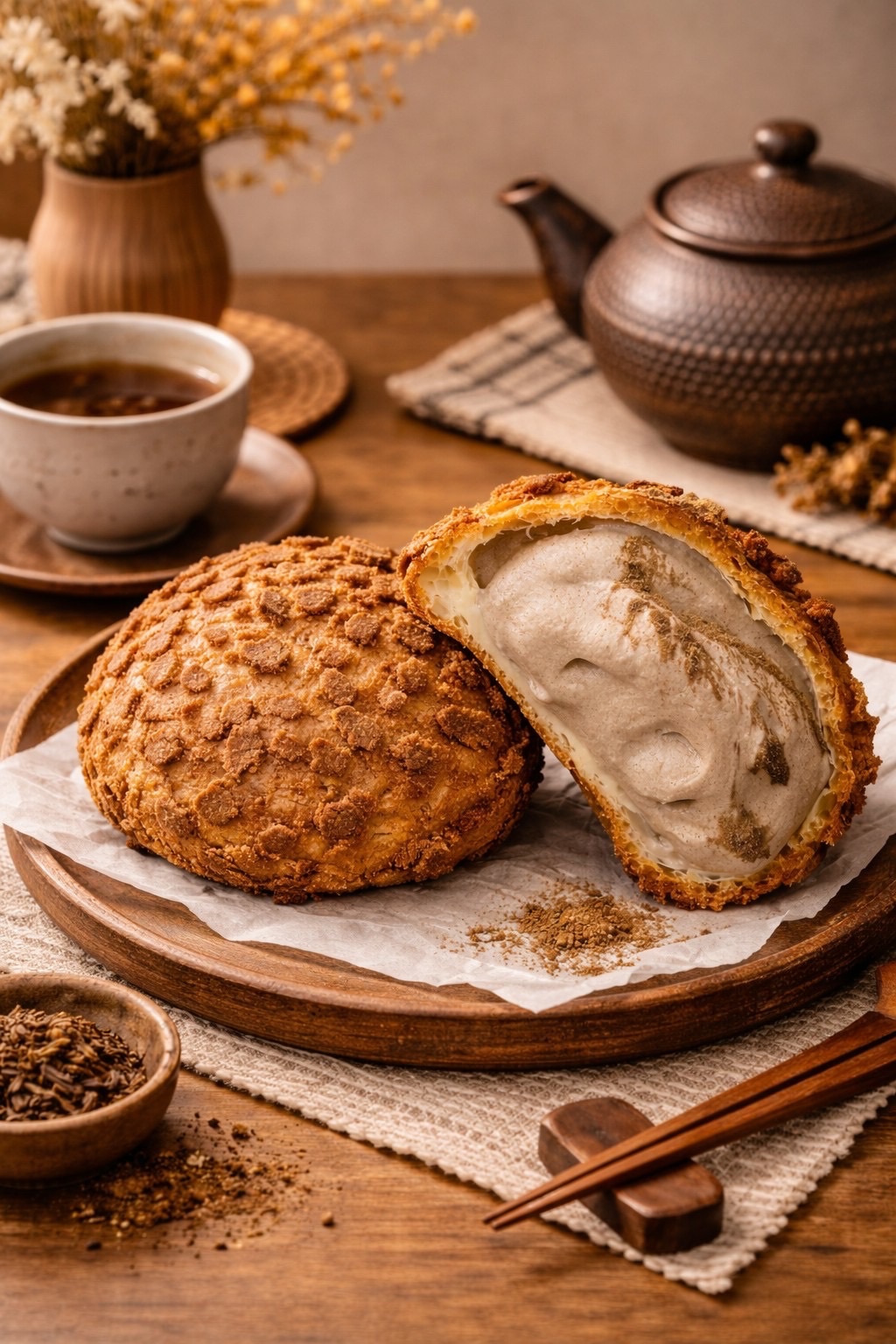 冰淇淋泡芙/焙茶