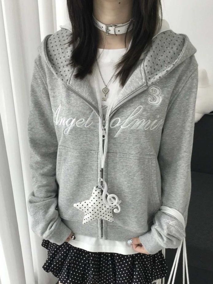 ꒰韓系星星刺繡字母連帽外套꒱