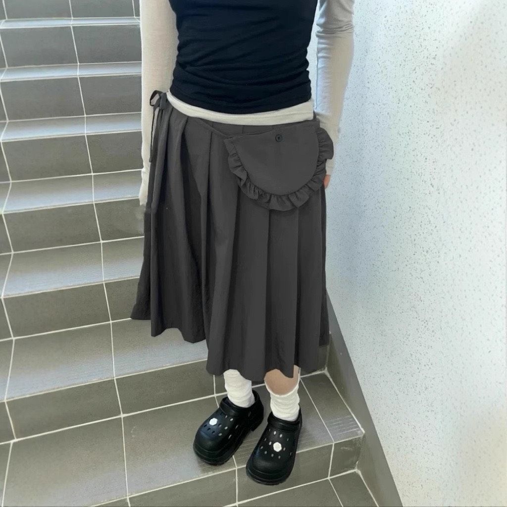 ꒰韓系花邊小腰包百褶半身裙꒱三色