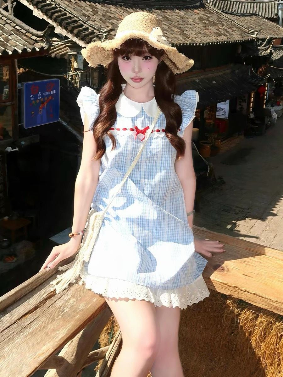 ꒰法系甜美娃娃領蝴蝶結連衣裙꒱♡