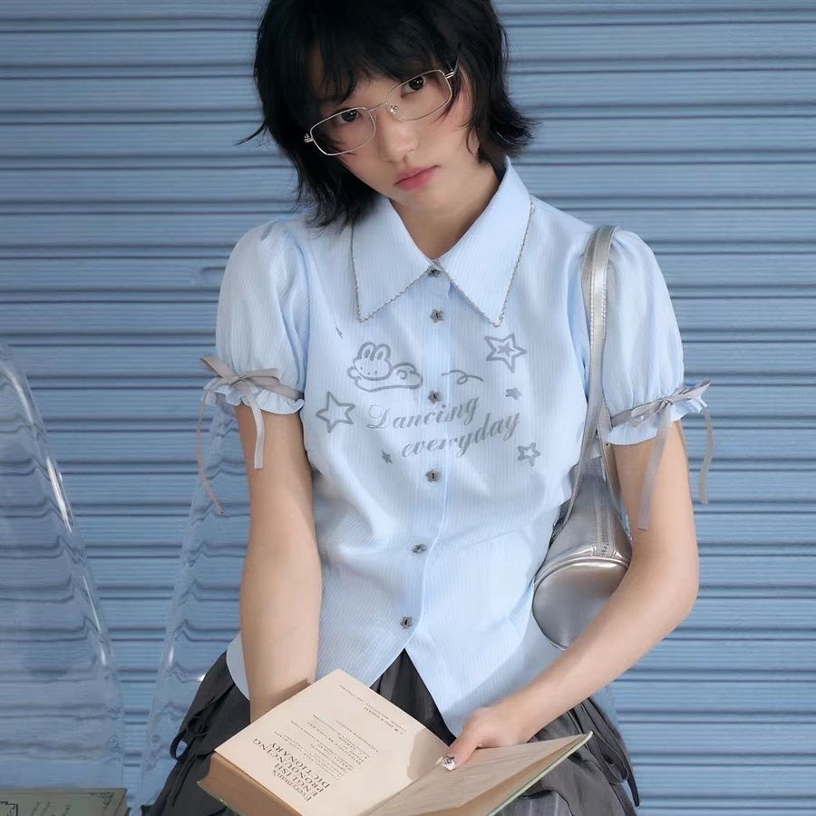 多款-꒰甜美藍色蕾絲小兔襯衫꒱