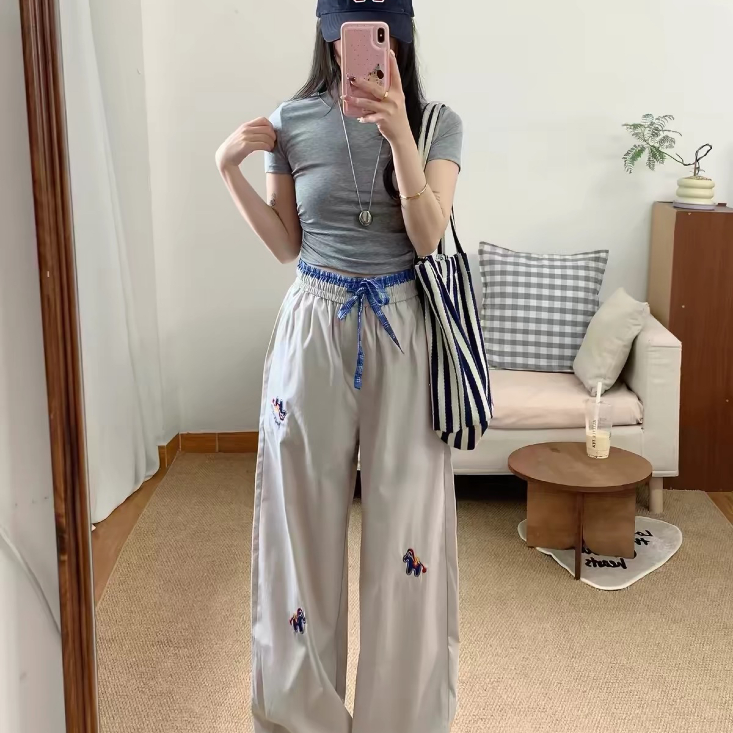 美式小狗闊腿褲｜杏色、黑色《預購》