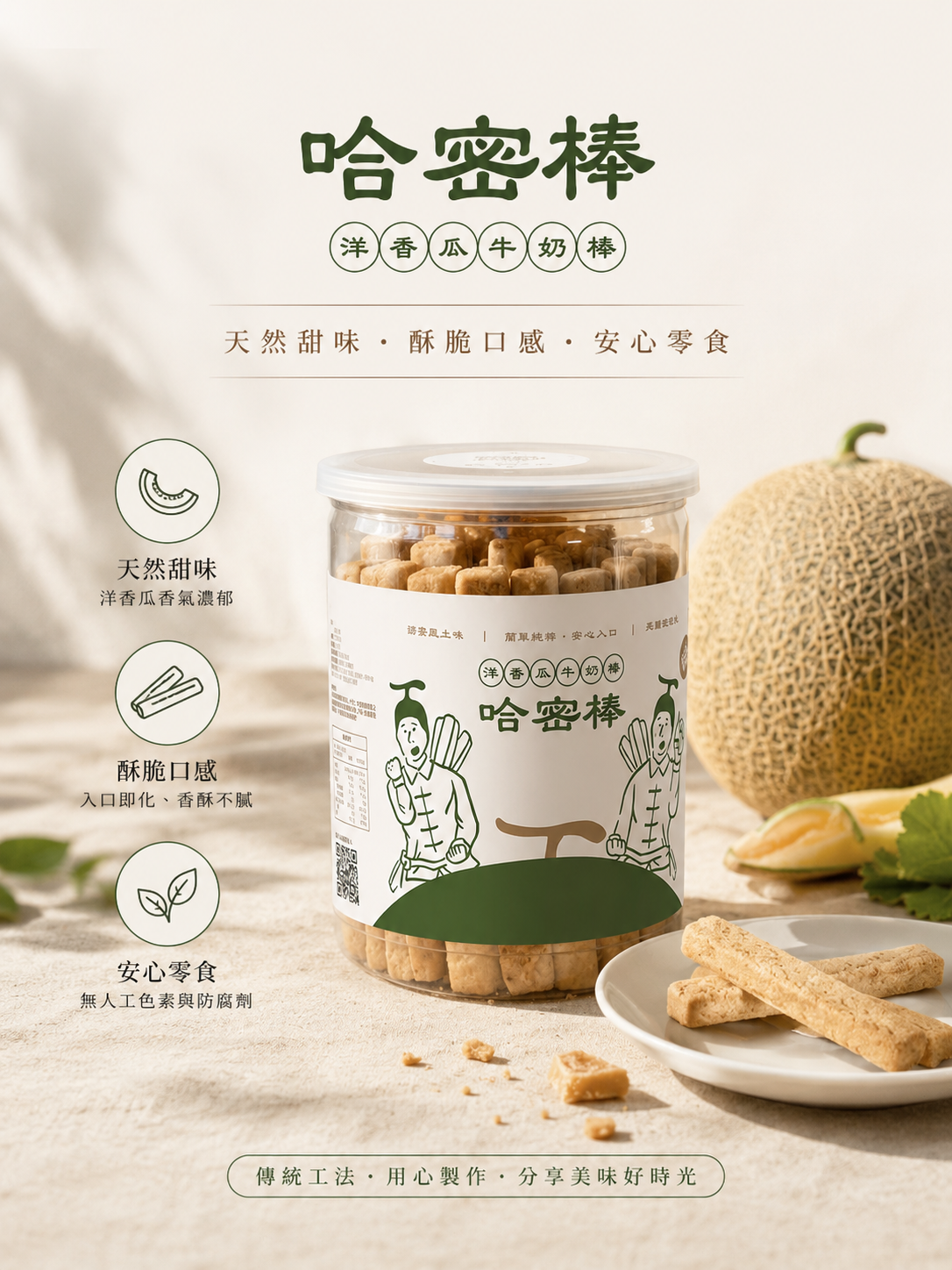 【哈密棒】越吃越涮嘴，瓜香慢慢入味｜雲林崙背洋香瓜牛奶棒（250g）