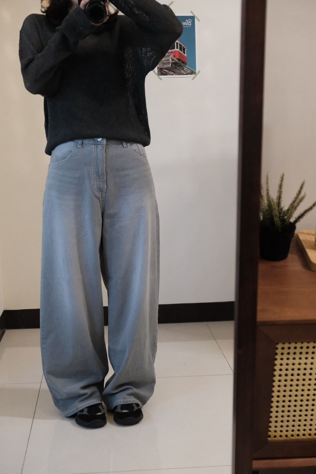 夏日線條刷紋牛仔褲
