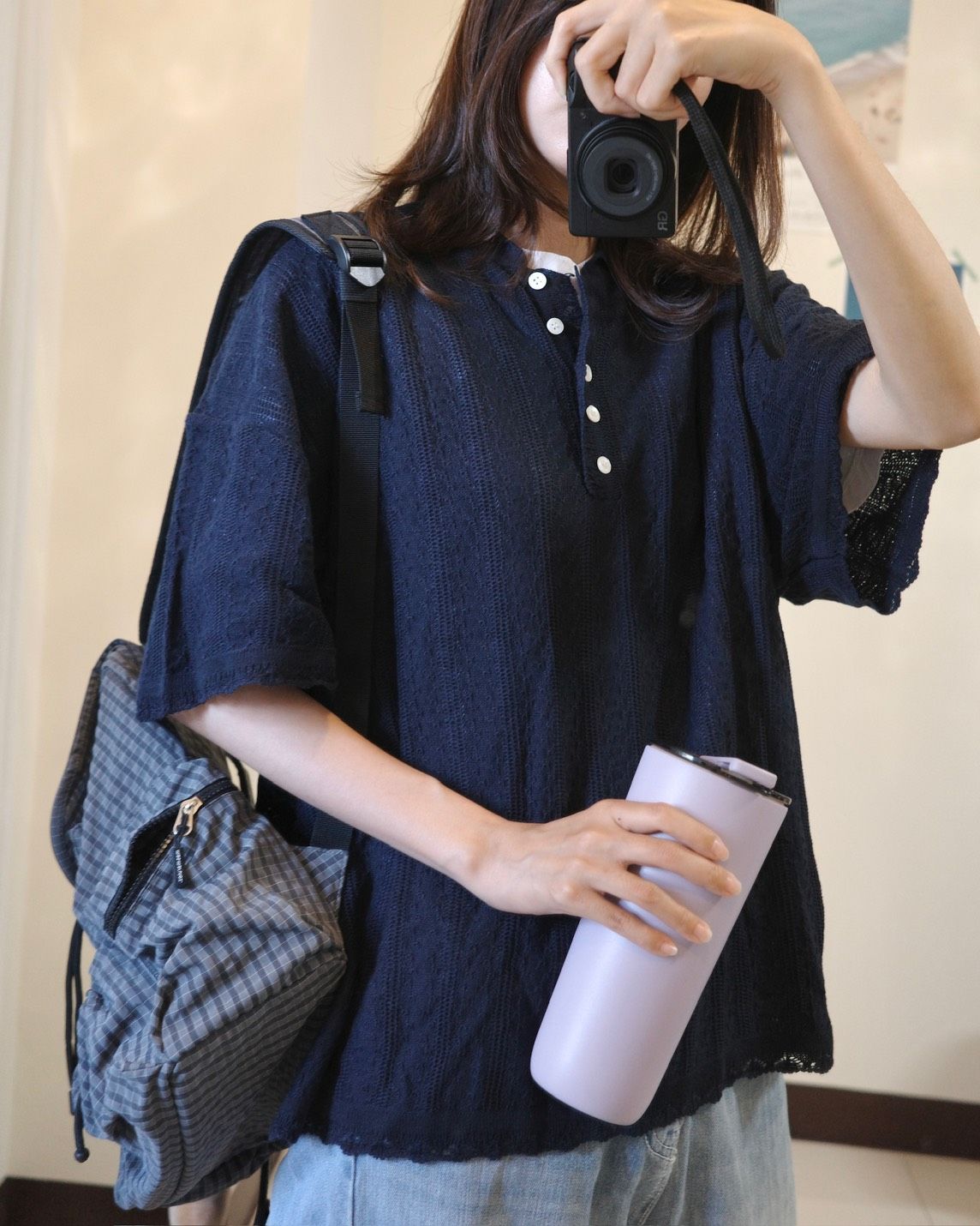 細針織小花邊polo