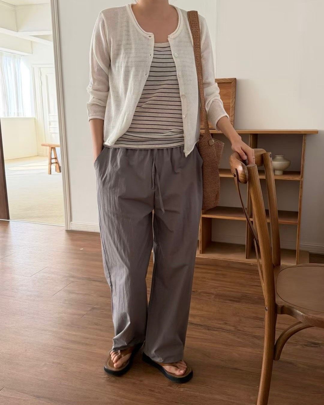 慵懶系尼龍寬褲