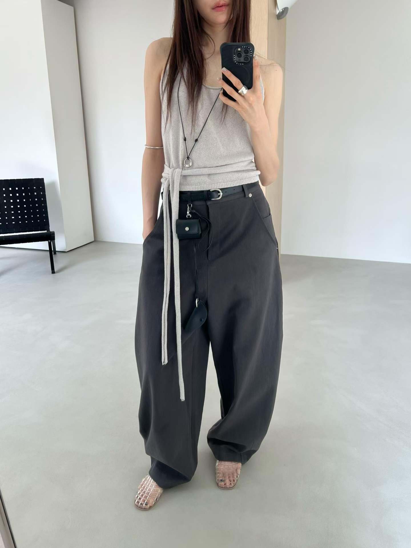 A16*寬鬆顯瘦闊腿褲（米白／象牙／黑） S/M