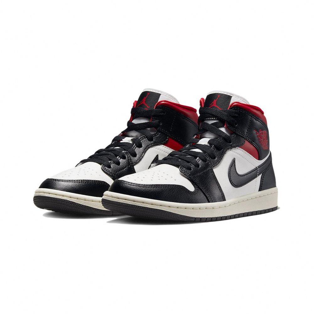 W Air Jordan 1 Mid Black Sail Gym Rrd 黑紅 BQ6472-061
