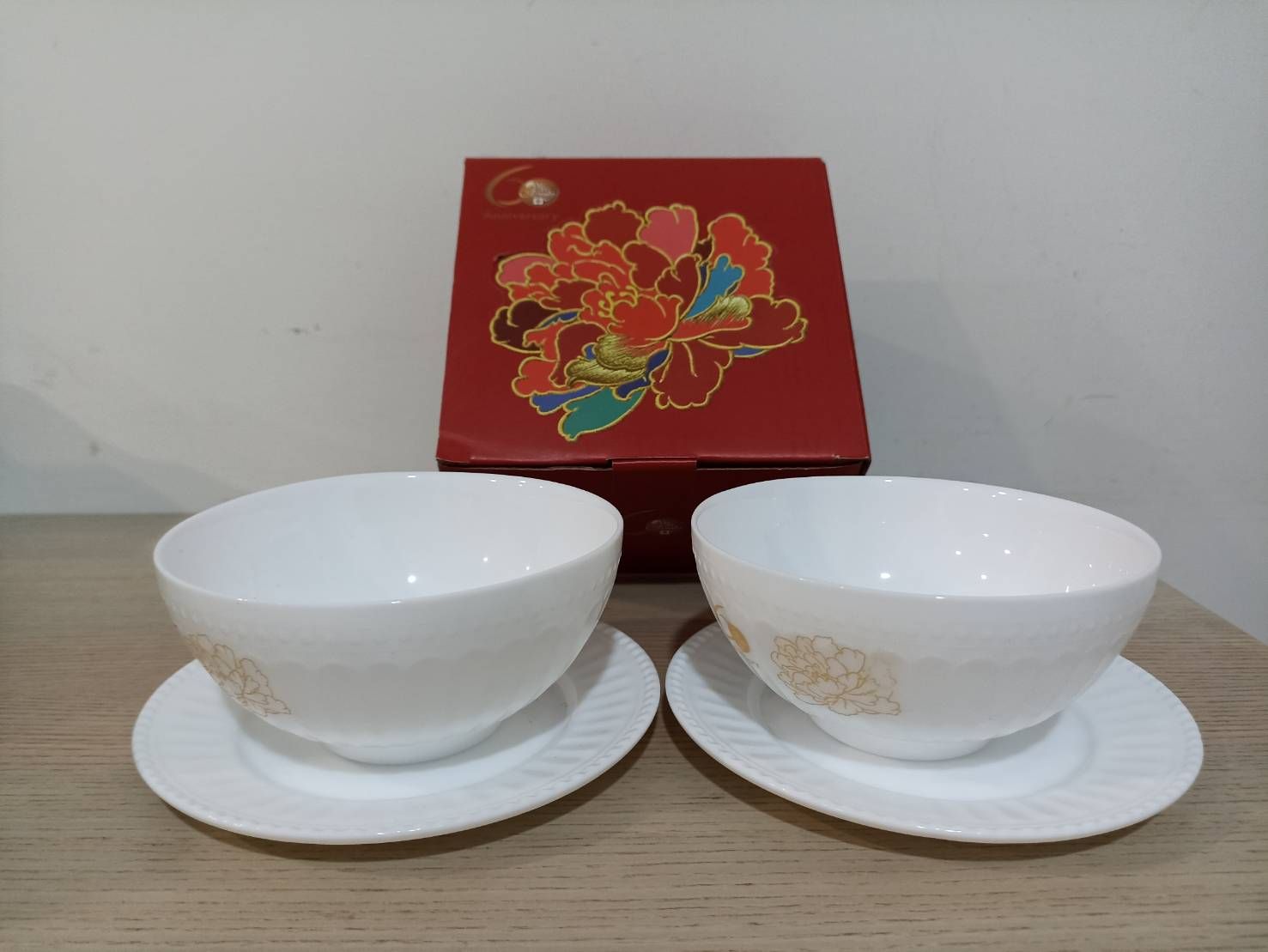 琉璃工房–牡丹花開碗盤組（2套組）