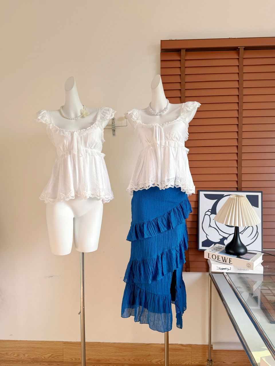 渡假風娃娃衫+開叉長裙兩件套裝