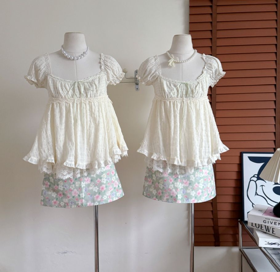 甜美娃娃衫+碎花短裙兩件套裝