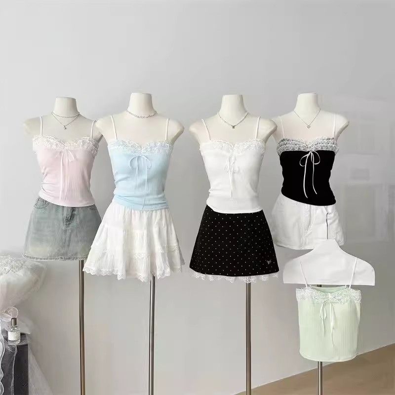 純欲風蕾絲拼接吊帶背心