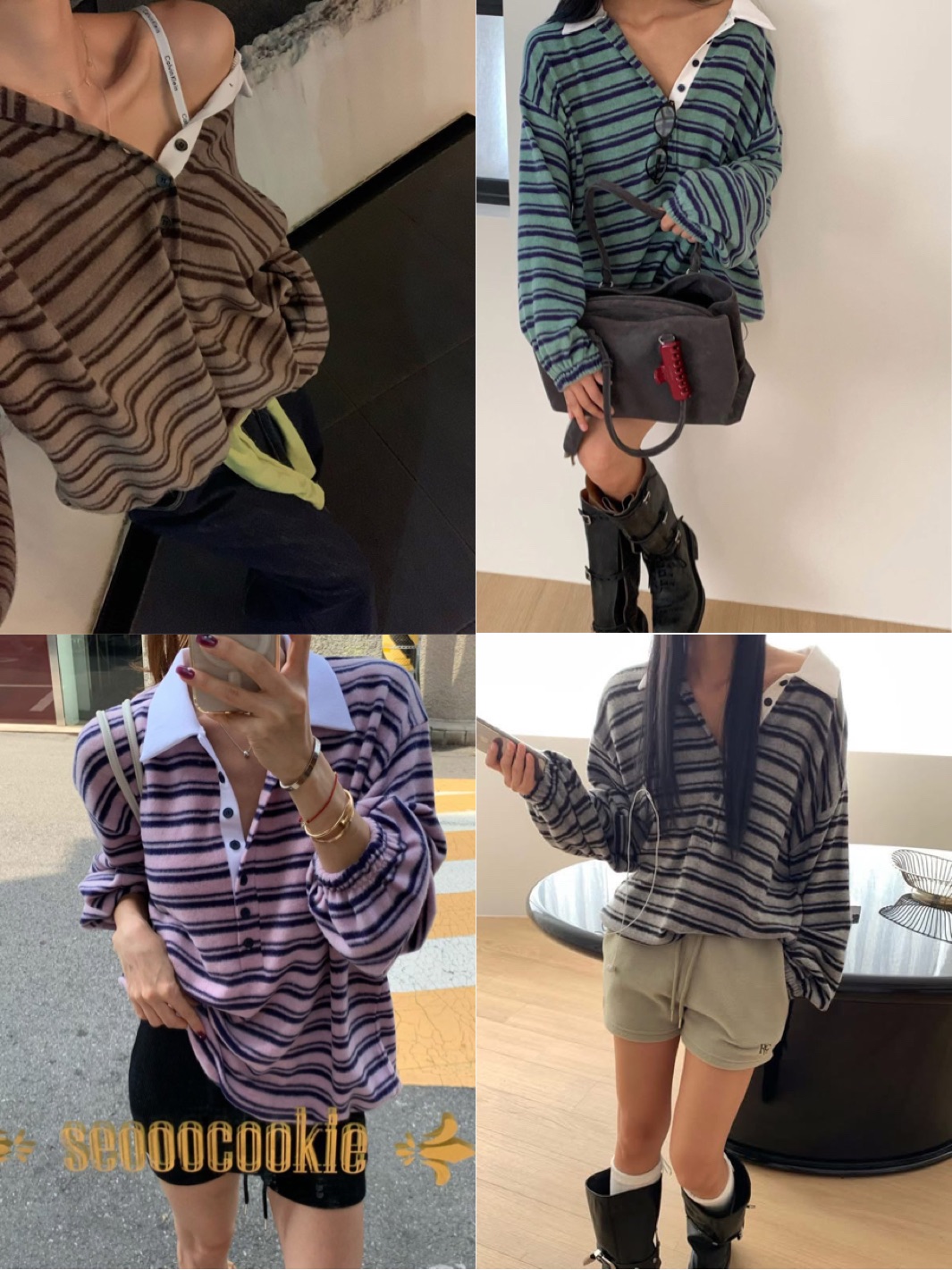 Korea🇰🇷POLO條紋上衣 4color