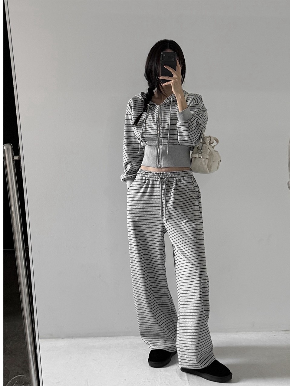 Korea🇰🇷條紋連帽套裝 2color